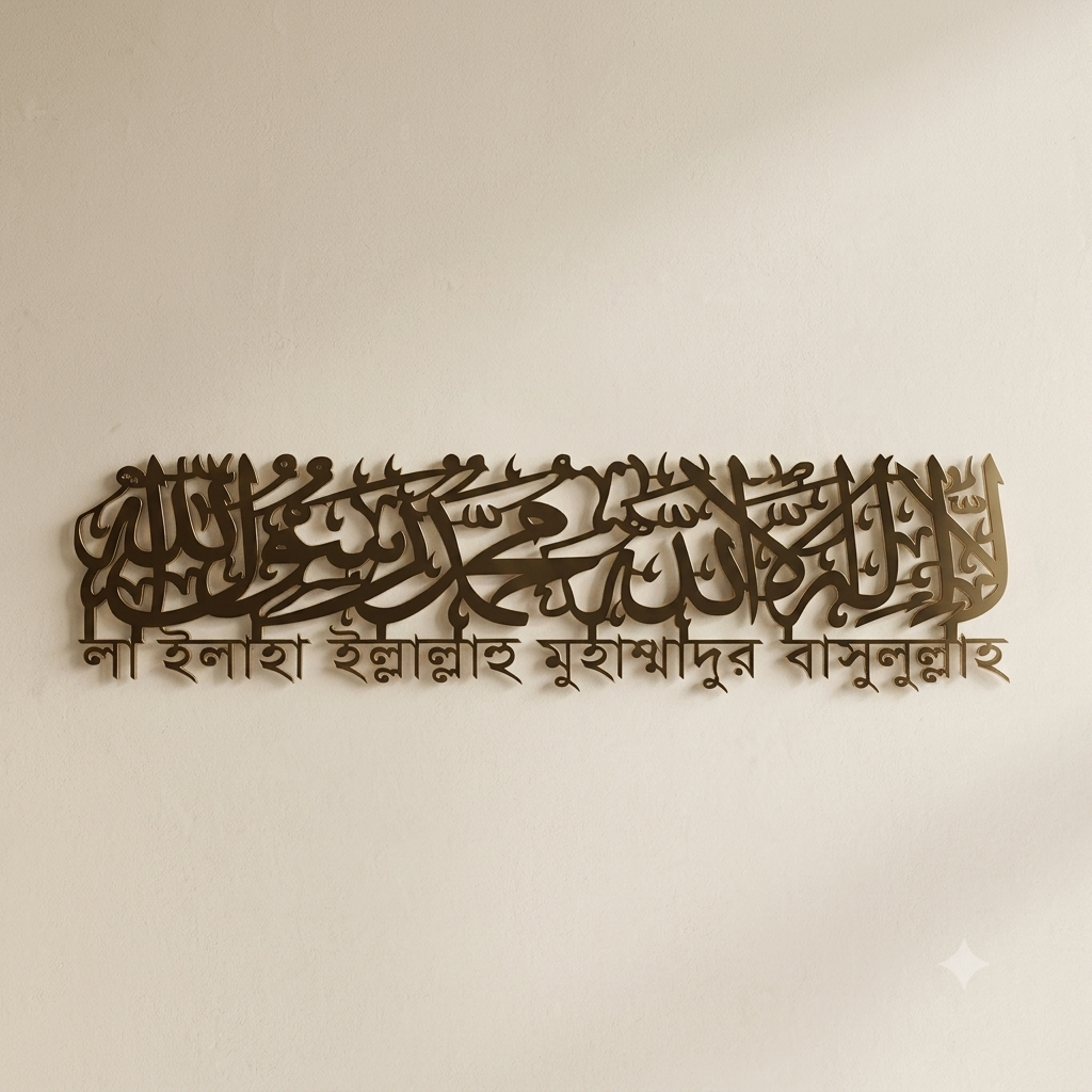 Kalima wall decor, La ilaha illallah Mohammadur Rasulallah, ISLAMIC Metal CALLIGRAPHY