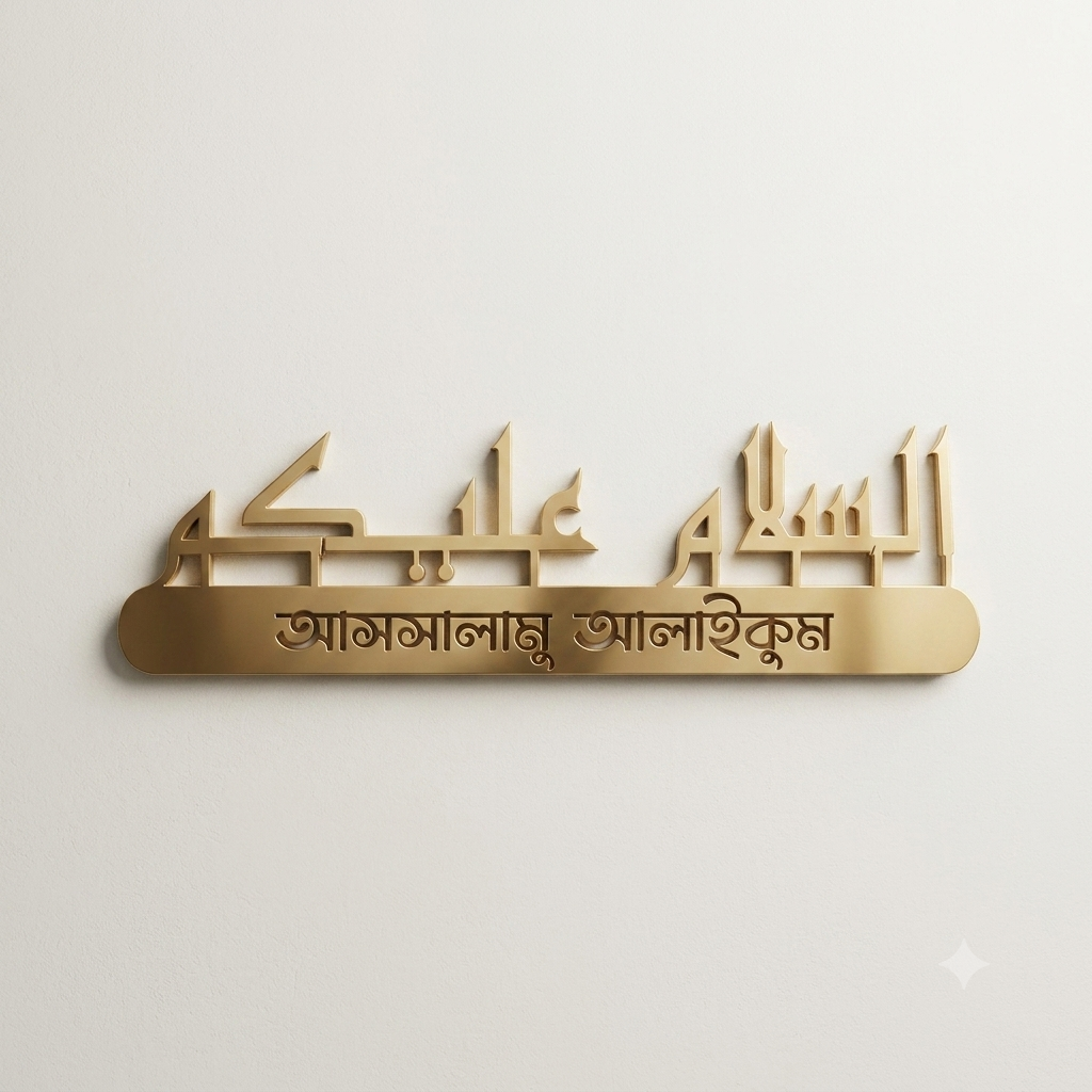 As-salamu alaykum (السلام عليكم) Metallic Arabic or Bangla calligraphy