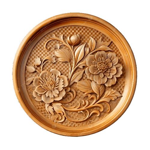 Tree peony carved wooden tray